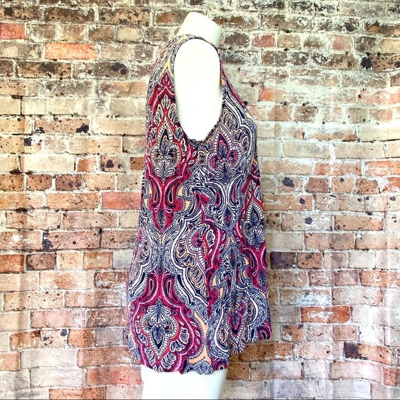 Croft & Barrow Shirt Sleeveless Bohemian Style Damask Sz Medium - Picture 2 of 5